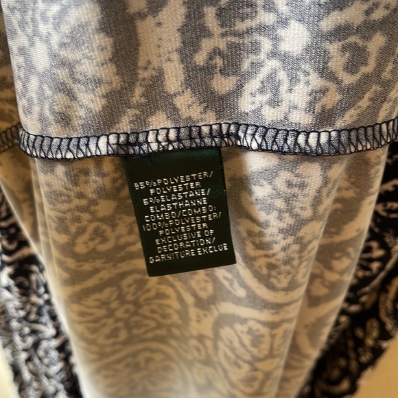 Lauren Ralph Lauren Geometric Spaghetti Strap Dress, Blue, Size 8 - Picture 8 of 9